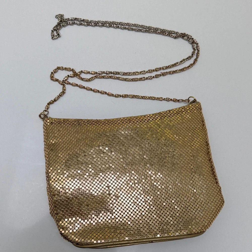 Vintage Gold Mesh Metallic Chain Shoulder Evening Bag